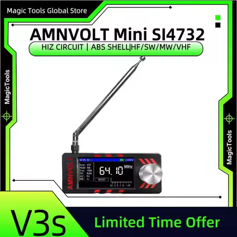 V3S AMNVOLT Mini SI4732 Headphone Amplifier Circuit FM AM SSB LSB USB Mode ESP32-S3 Main Control +SI