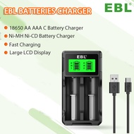 EBL AA AAA 18650 Battery Charger for 3.7V Lithium ion Rechargeable Batteries 26650 22650 18650