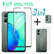 3 in 1 Screen Protector For VIVO Y17S Y36i Y36M Y12 2023 High Definition Tempered Glass Film Carbon Fiber Back Film Camera Lens Protection