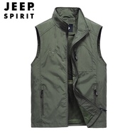 JEEP SPIRIT ผู้ชายเสื้อกั๊กฤดูร้อนบางสบายๆกีฬาเสื้อกั๊กแจ็คเก็ตแนวโน้มกลางแจ้ง