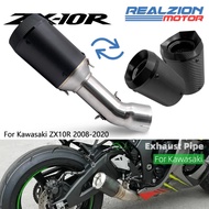 REALZION ZX10R Exhaust Slip-On Pipe System Full Set Link Pipe Motorcycle Middle Pipe For Kawasaki ZX