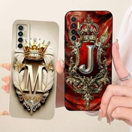 For Tecno Camon 17 CG6 / Camon 17p Case Crown Initial Letters Silicon Soft Matte Back Cover For Tecn