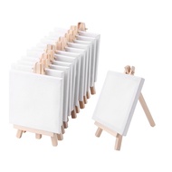 【SUNNY2015 SHIPPING】4 By 4 Inch Mini Canvas And 8*16cm Mini Wood Easel Set For Painting Drawing Scho