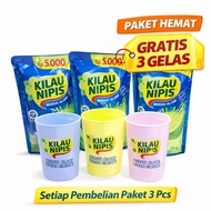 Paket Kilau Nipis Bersih Alami dengan 3 Gelas Gratis Setiap Pembelian Paket 3 Pcs