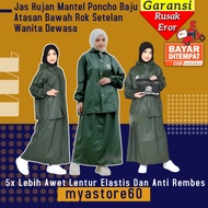 HIJAU Raincoat Poncho Coat Army Green Raincoat Suit Model Top and Bottom Skirt Suit for Adult Women 