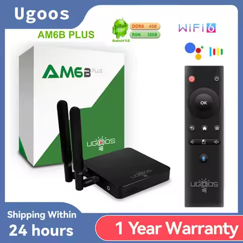 UGOOS AM6B PLUS TV Box 4GB 32GB Amlogic S922X-J 2.2GHz Android 9.0 5G WiFi Bluetooth 4K HD Media Pla