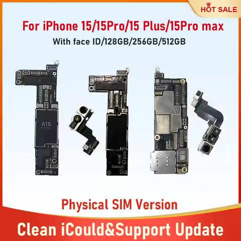 Motherboard For iPhone 15 15 Pro 15 Plus 15 Pro Max Placa With Face ID Unlocked Cleaned iCloud Physi