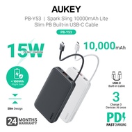 Aukey PB-Y53 Spark Sling 10000mAh Lite Slim Powerbank with Built-in USB-C Cable (24 Months Warranty)