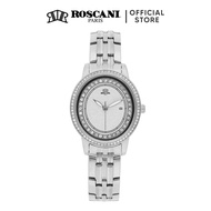 Roscani Skye E13 (Curved Crystal + Subtle Floral) Women Bracelet Watch | All Stainless Steel | Water