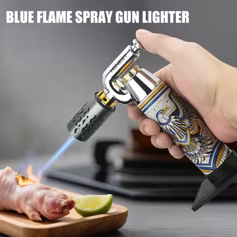 HONEST Spray Gun Lighter Adjustable Flame Size Soft Flame Hard Flame Adjustment One Button Ignition 