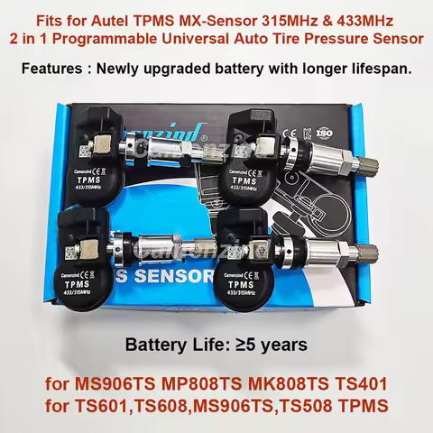 Programable TPMS Sensors 2 in 1 433MHz+315MHz Support Programing with TS501 TS508 TS601 TS608 ITS600