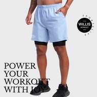 假兩件💦透氣快乾彈力運動短褲跑步瑜伽健身短褲男Man lightweight yoga gym sports workout running quick dry shorts pants✴️2 lay