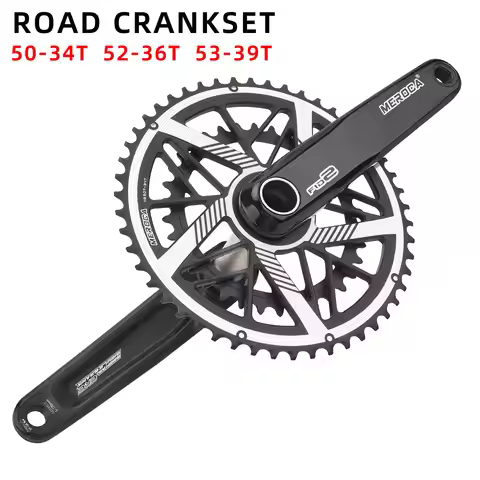 MEROCA Road Bike Crankset 9/10/11 Speed Direct-Mounted Double Crankset 50t-34t/52t-36t/53t-39t Alumi
