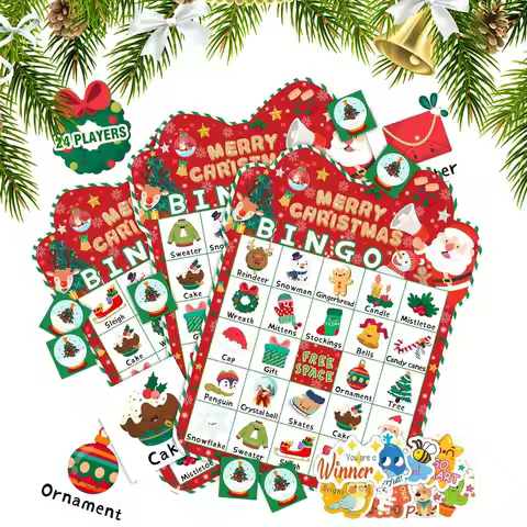 Christmas Bingo Game Winter Holiday Bingo Card Board Games Interactive Activities Deck For Festival