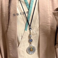 Zen Necklace Cold Nine Palaces Gossip Card Round Turnable Tibetan Silver Palace Waist Lucky Retro Fe