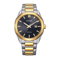 (AUTHORIZED SELLER) Citizen Eco-Drive Black Dial Two-Tone Stainless Steel Strap Men Watch BM7604-80E