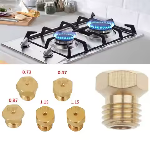 5PCS Burner Gas Natural Gas Hob LPG Conversion Kit Jets Nozzles Injectors Set Features Standard M6 X