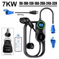TAYNIU เครื่องชาร์จรถไฟฟ้า Wifi APP 32A 7KW 5M สายประเภท 2 สถานีชาร์จรถยนต์ EV แบบพกพา EVSE