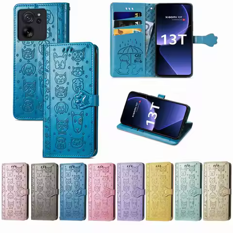 Cartoon Cat and Dog Pattern Leather Flip Case For Vivo V21 V21e Y52 Y72 5G Y11S Y21 Y21S Y33S Phone 