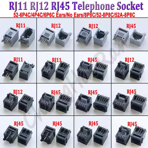 2Pcs RJ45 RJ12 RJ11 Telephone Jack Connector 4P4C 6P2C 6P4C 6P6C 8P8C Female Socket Computer Interne