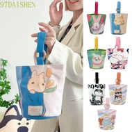 DAISHEN1 Cartoon Canvas Bucket Bag, Dog Print, Reusable Large Capacity Cat Animal Shopping