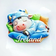 Ireland Cow Fridge Magnet - Whimsical 3D Sleeping on Pillow Souvenir Unique Irish Farm Gift for Trav