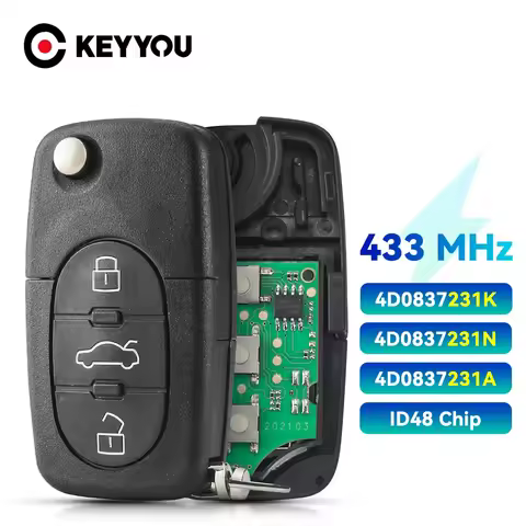 KEYYOU With Battery 4D0837231A 4D0837231K 4D0837231N Remote Car Key For Audi A3 A4 A6 A8 TT RS4 Quat