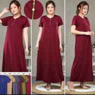 DRESS WANITA LENGAN PENDEK POLOS | LONG  DRESS PANJANG DIATAS MATA KAKI RESSLETING BAHAN KAOS SPANDEK TEBEL ADEM DASTER PANJANG MUAT BB45-80 KG