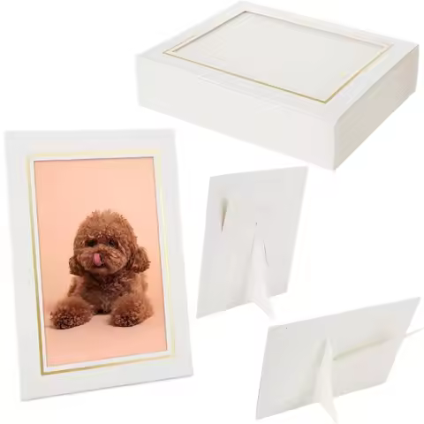 50 Pack 5x7 Inch Paper Picture Frames, White Cardboard Photo Frame with Easel Display Window 3.5x5.5