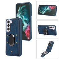 Case For Samsung Galaxy S20/S20+/S20 Ultra/S20 FE/S21/S21+/S21 Ultra/S21 FELeather Phone Case Wallet Card Slots Magnetic With Ring Cover