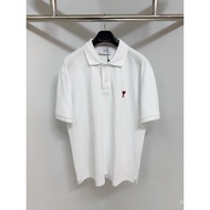 Ami Paris Heart Embroidery Polo Shirt Short Sleeve