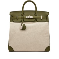 Hermès Vert Veronese Togo and Ecru Vert Amande Toile HAC Birkin 40 Palladium Hardware, 2022