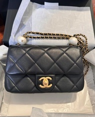 香奈兒 Chanel Classic Flap handbag 24S 雙珍珠 金球調節  20cm