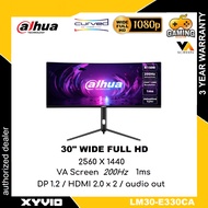 DAHUA LM30-E330CA 30’’ WFHD GAMING MONITOR ( 30" 2K WFHD / 1MS / 200Hz / ADAPTIVE SYNC / HDMI + DP +