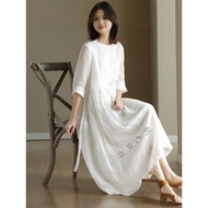 CX259 Women's Cotton Linen Ramie Dress - Literary Style Loose Fit Clothing