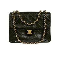 Chanel Mini Square CF 20 香奈兒黑色羊皮中古方胖子