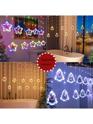1入組215顆led彩色盒裝usb 8種模式遙控許願幕布串燈,適用於聖誕樹、窗戶、婚禮、派對裝飾