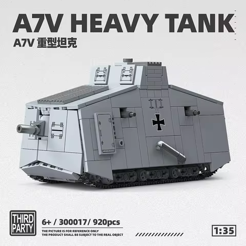 World War I Assault Tank 920pcs A7V Heavy Tank Building Blocks Classic Tank Vehicle Military Bricks 