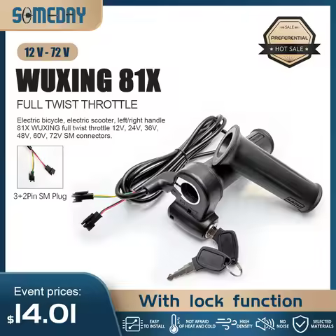 Ebike Electric Bike Throttle Grip E-bike Handlebar WUXING 81X with Lock E-bike Scooter Throttle Acce