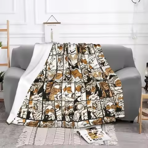 OMB33My Hero Academia Plaid Manga Hawk Spring Manga Blanket Fleece Decoration Bakugo Throw Blankets 