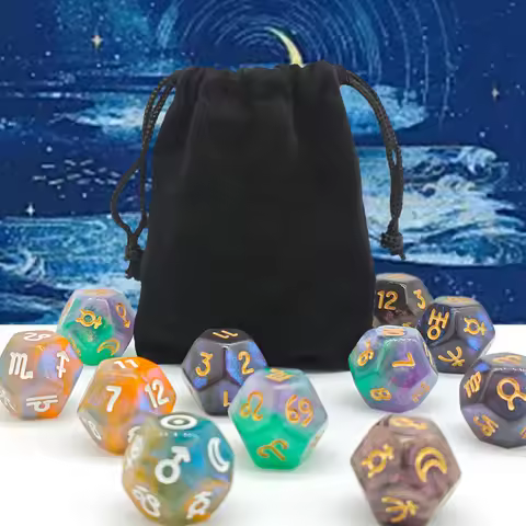12 Pcs x 12 Sided Dice Entertainment Toys Astrology Dice for KTV Role Playing Game Table Party Dice 
