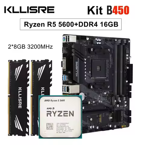 Kllisre B450 Kit amd ryzen With 5 R5 5600 cpu DDR4 16GB (2x8GB) 3200MHz memory B450M AM4 motherboard