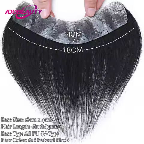 Straght Invisible Vloop Men's Capillary Prothesis Natural Color Vstyle Human Hairline Thin Skin Full