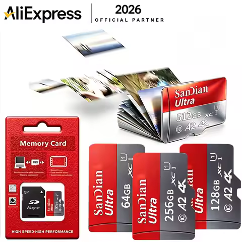 High Speed Micro SD Memory Card 64GB 128GB 512GB U3 V30 A2 Class 10 for Smartphone Gaming Tablet 4K 