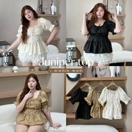 Juniper Top-Doll Sleeve Shirt With Ruffled Hem And Bow Tie In Front (2 Sizes Available) | Rayne.Clos