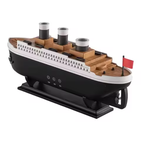 250ml Titanic Ship Model Decoration Air Humidifier Essential Oil Diffuser Jellyfish Smoke Ring Spray