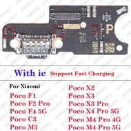 With ic Usb  Charging Board For Xiaomi Poco F1 F2 F3 F4 X2 X3 X4 M3 M4 Pro C3 K30 4G 5G Charger USB 