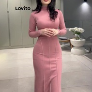 Elegant Plain Structure Line Dress for Women LNL60335 Gaun Polos Bergaris Elegan untuk Wanita LNL603