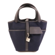 HERMES 帆布/皮革Picotin Cargo PM手挽袋Bleu Marine