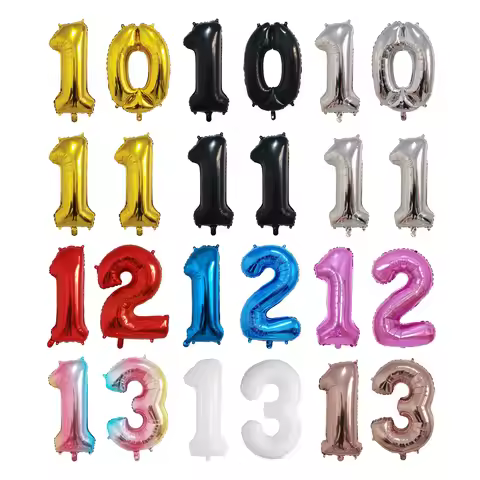 2Pcs 32 Inch Gold Silver Black Blue Red Helium Foil Number Balloon 10 11 12 13 14 15 Happy Birthday 
